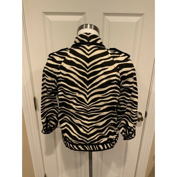 J. Crew Collection Black & White Zebra Striped Button-Up Jacket, Size 2 - Picture 6 of 7
